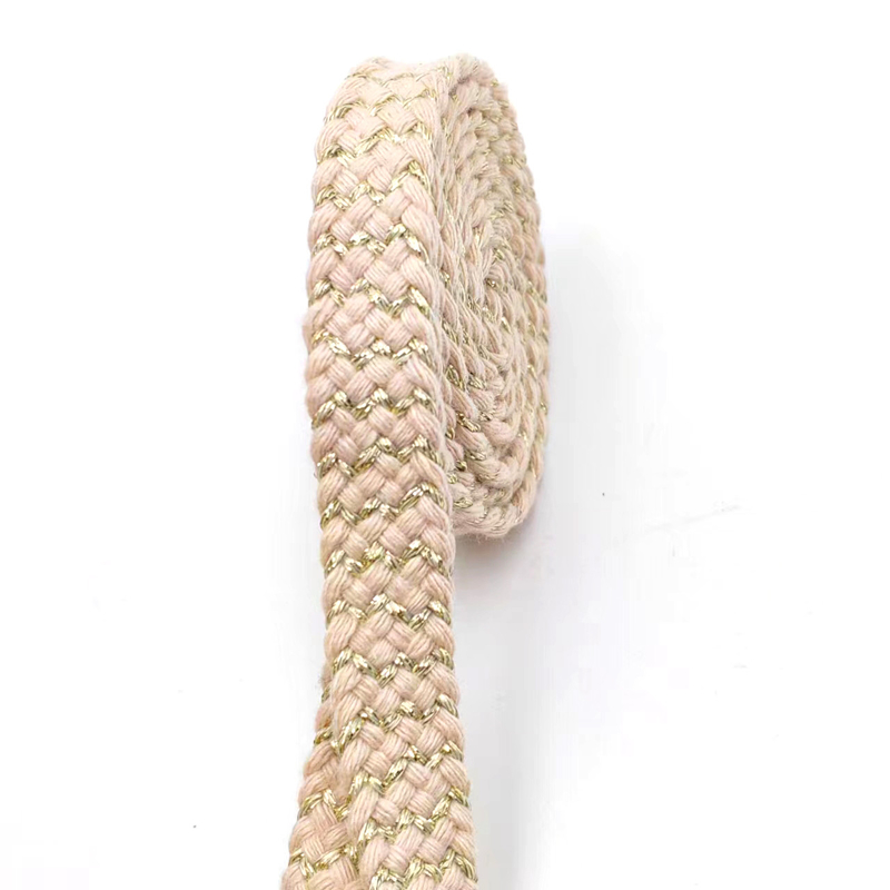 80% de coton pur 20% de polyester coton ceinture plate avec fil d'or tissé à la main pour le supérieur