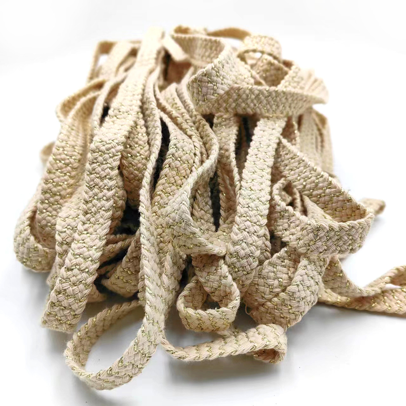 80% de coton pur 20% de polyester coton ceinture plate avec fil d'or tissé à la main pour le supérieur