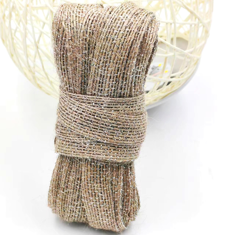 Décoration de bricolage Ruban en tissu de jute avec ligne de pêche en argent 85% de jute 15% de polyester