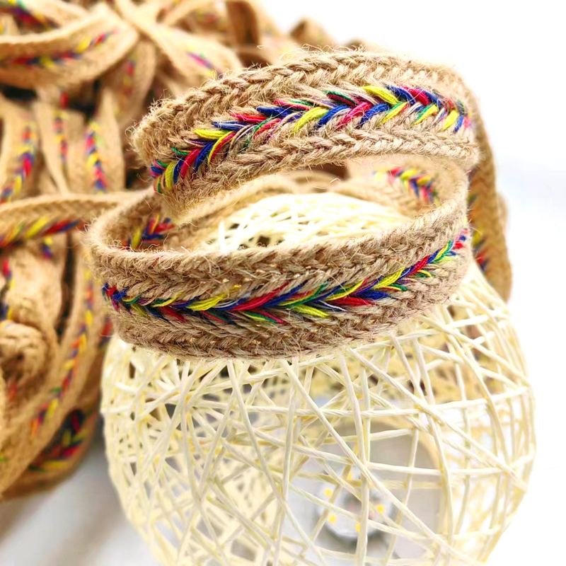 2.5cm Large Natural Jute Lace Trim Ribbons Torsionné Herringbone Webbing pour les métiers de la jute