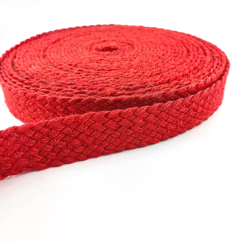 Ceinture tressée en jute de hareng rouge durable avec des rubans tissés colorés