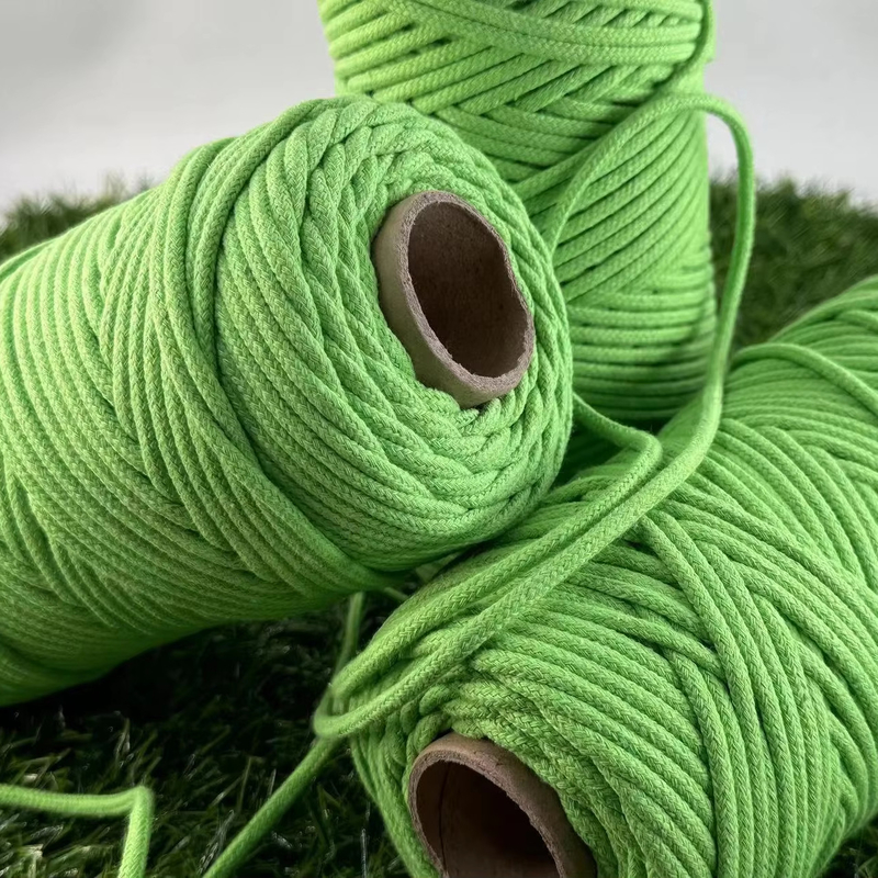 Diamètre et longueur personnalisables en coton liant la corde de coton tissée pour la couleur verte