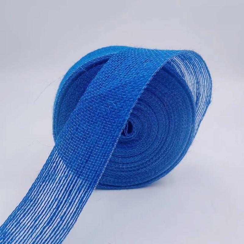 Support 7 jours Temps de livraison de l'ordre de l'échantillon Ruban de jute bleu de 4 cm pour la décoration de la boîte-cadeau