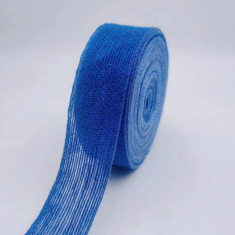 Support 7 jours Temps de livraison de l'ordre de l'échantillon Ruban de jute bleu de 4 cm pour la décoration de la boîte-cadeau