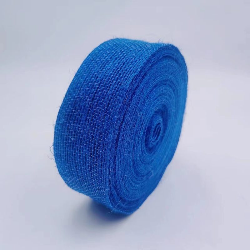 Support 7 jours Temps de livraison de l'ordre de l'échantillon Ruban de jute bleu de 4 cm pour la décoration de la boîte-cadeau