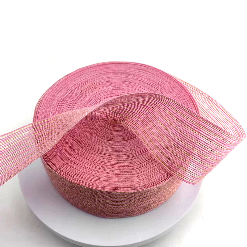 Ruban de jute rose rouleaux de jute de paille pour l'emballage des cadeaux Décoration de mariage de Noël 2,6 pouces
