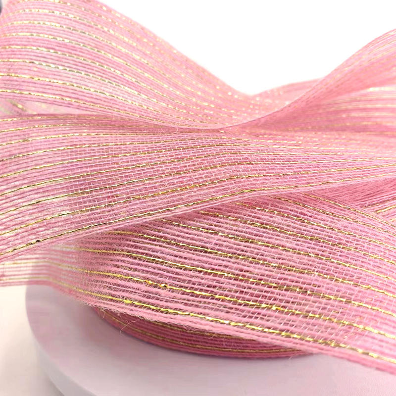 Ruban de jute rose rouleaux de jute de paille pour l'emballage des cadeaux Décoration de mariage de Noël 2,6 pouces