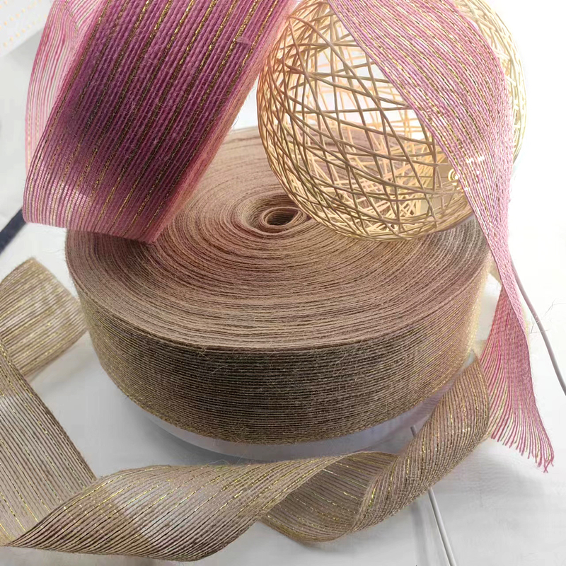Ruban de jute rose rouleaux de jute de paille pour l'emballage des cadeaux Décoration de mariage de Noël 2,6 pouces