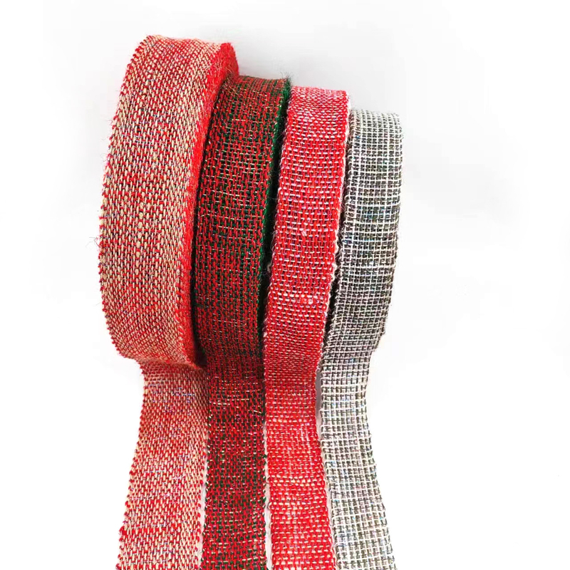Résistant 4 Cm Rouge Orange Argent Coloré Décoratif de Noël Ruban de Jute