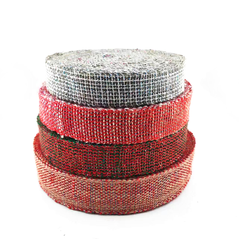 Résistant 4 Cm Rouge Orange Argent Coloré Décoratif de Noël Ruban de Jute