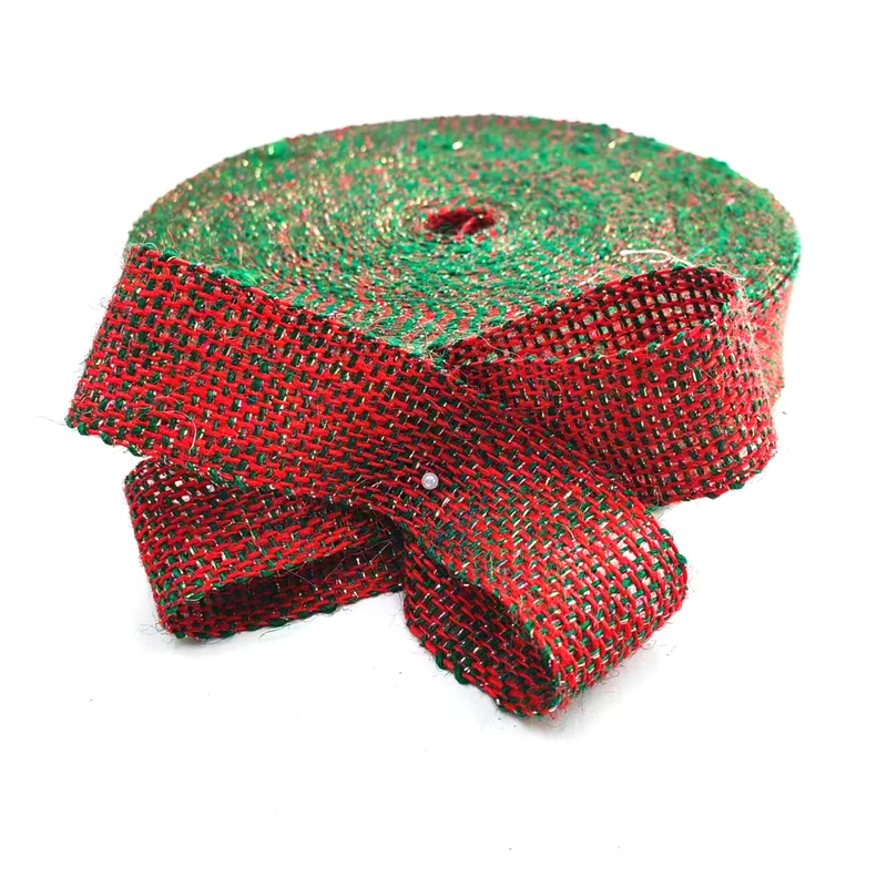 Résistant 4 Cm Rouge Orange Argent Coloré Décoratif de Noël Ruban de Jute
