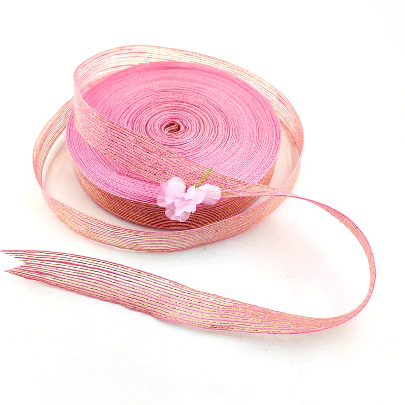 50% de jute 50% de polyester de poisson Silk Glitter Ruban de jute décoratif Pour l'emballage cadeau