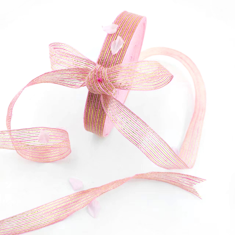 50% de jute 50% de polyester de poisson Silk Glitter Ruban de jute décoratif Pour l'emballage cadeau