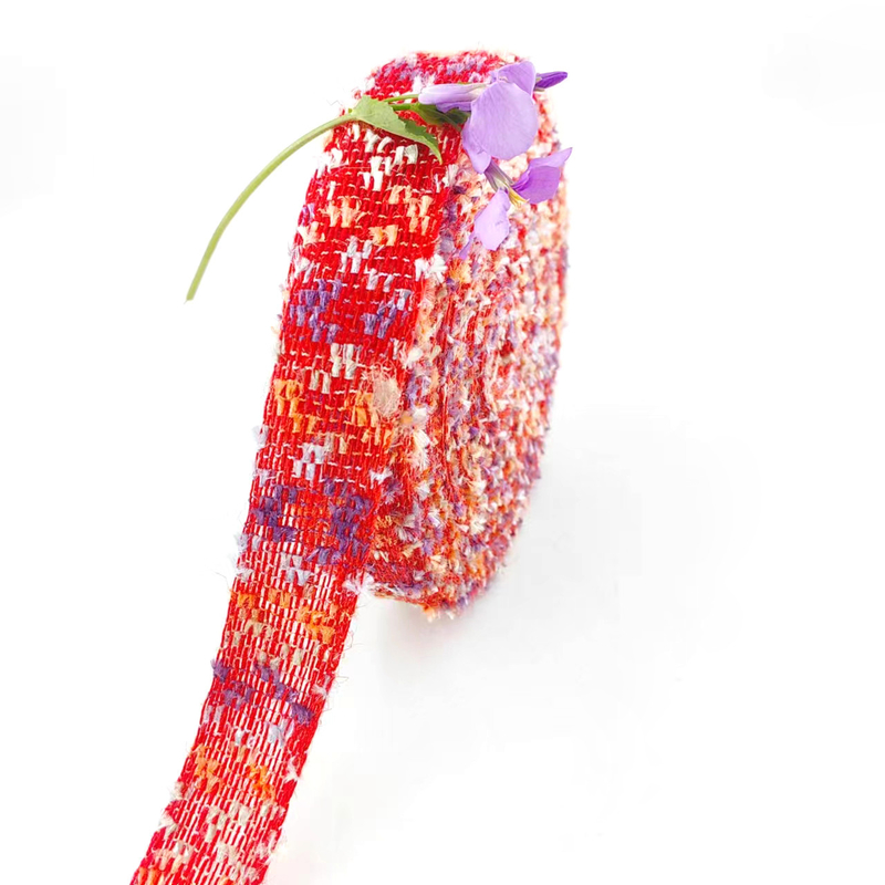 Ruban de tissu de jute rouge en tissu de laine tressée ruban de ficelle pour les décorations de mariage et de fête