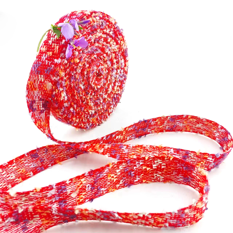 Ruban de tissu de jute rouge en tissu de laine tressée ruban de ficelle pour les décorations de mariage et de fête