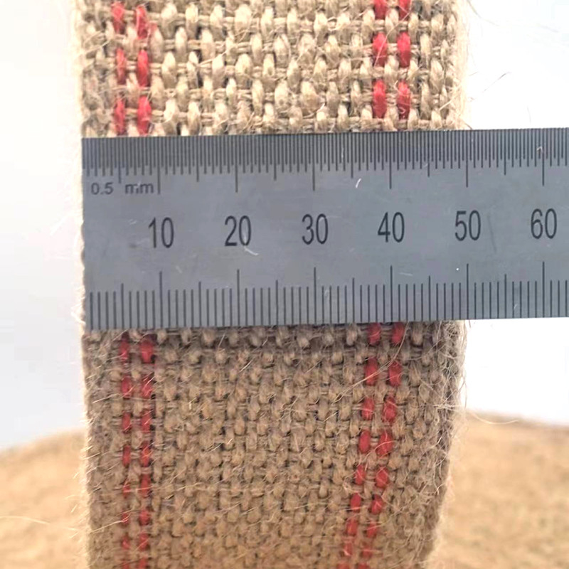 Épaisse tissure naturelle rayures rouges rouleaux de ceinture de jute pour poignée de sac durable et élégant
