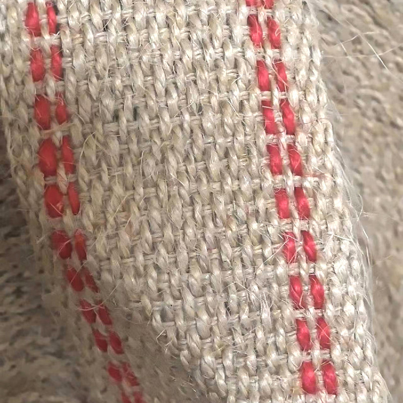 Épaisse tissure naturelle rayures rouges rouleaux de ceinture de jute pour poignée de sac durable et élégant