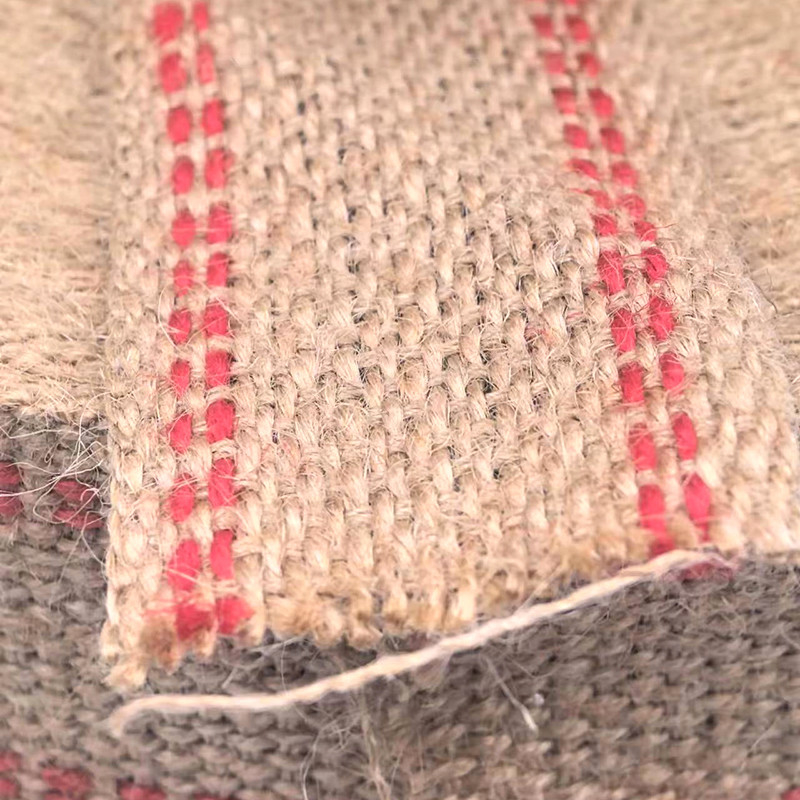 Épaisse tissure naturelle rayures rouges rouleaux de ceinture de jute pour poignée de sac durable et élégant