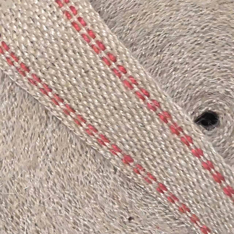 Épaisse tissure naturelle rayures rouges rouleaux de ceinture de jute pour poignée de sac durable et élégant