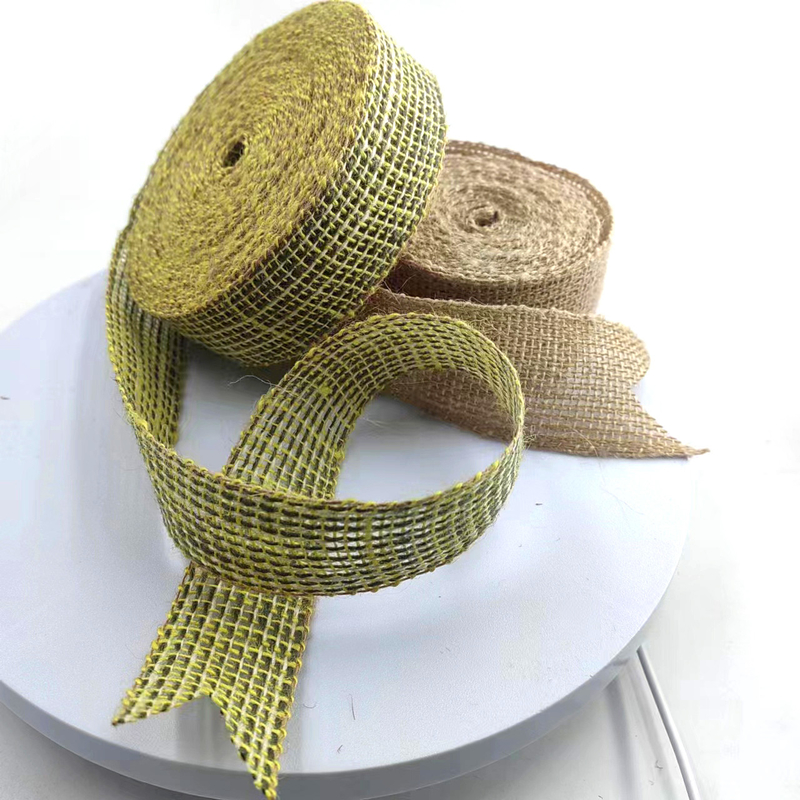 Tissu décoratif de jute pour sac de décoration 45 mm large vert textile pour la maison