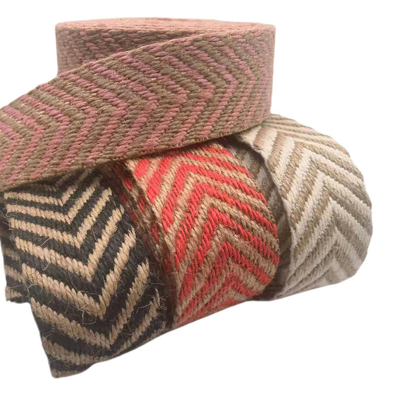 Éco-friendly 4 cm large 2,5 mm épaisseur jute Webbing Herringbone Webbing bordure pour chaussure