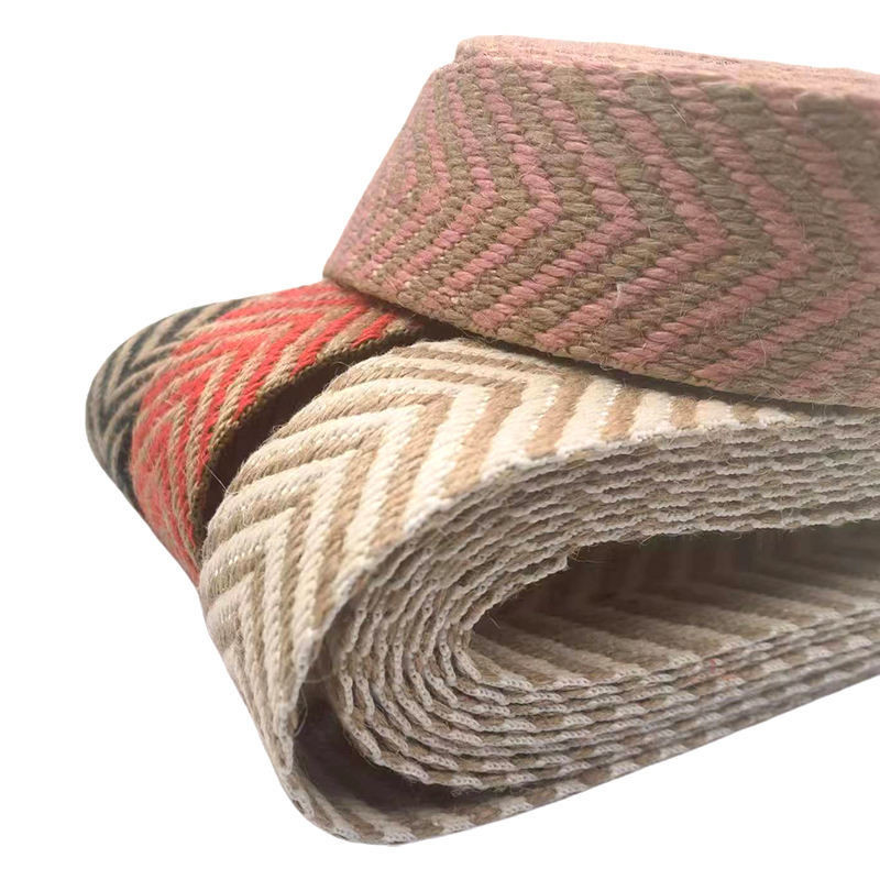 Éco-friendly 4 cm large 2,5 mm épaisseur jute Webbing Herringbone Webbing bordure pour chaussure