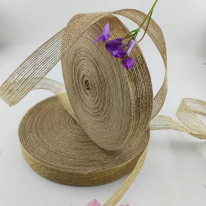 Faites-le vous-même ruban de jute avec 25 mm de câne à jute en toile de chanvre de style simple Ruban de soie de poisson en écharpe