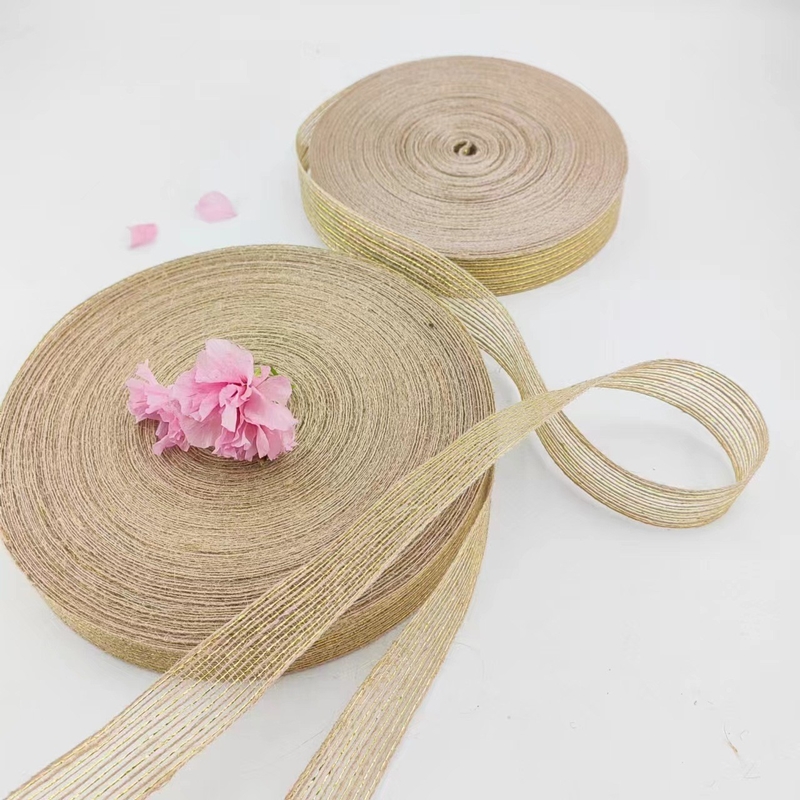 Faites-le vous-même ruban de jute avec 25 mm de câne à jute en toile de chanvre de style simple Ruban de soie de poisson en écharpe