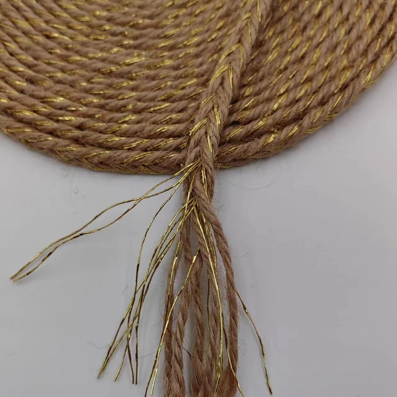 Matériaux écologiques Largeur personnalisée Tresses et feuilles de jute doré.