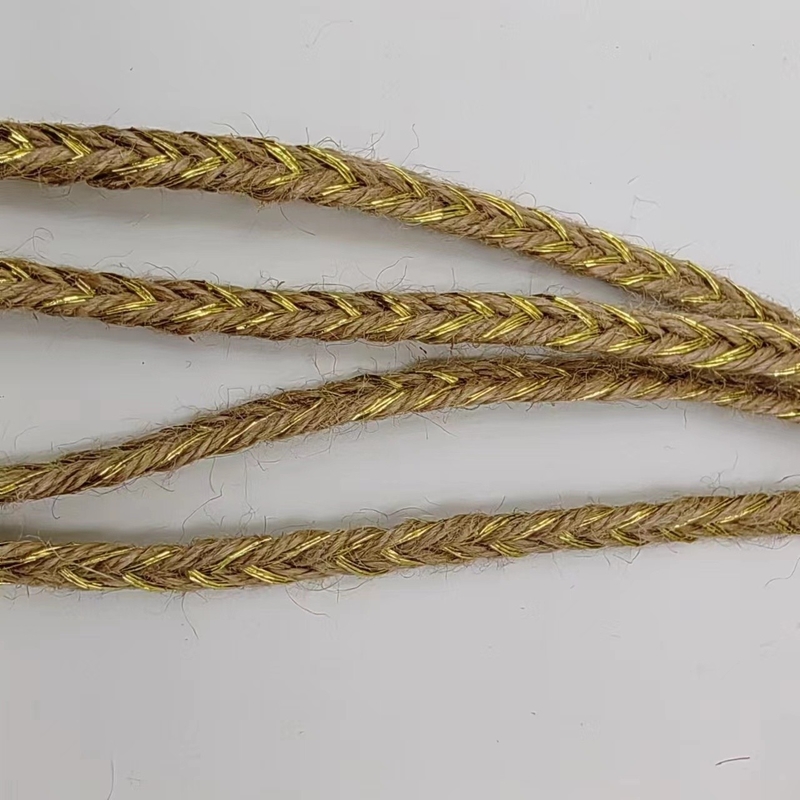 Matériaux écologiques Largeur personnalisée Tresses et feuilles de jute doré.